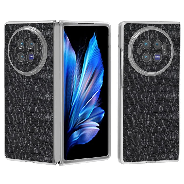 For vivo X Fold3 Case Texture Genuine Cow Leather+PC Phone Cover