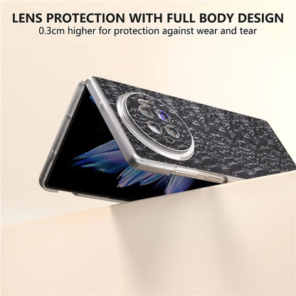 For vivo X Fold3 Case Texture Genuine Cow Leather+PC Phone Cover
