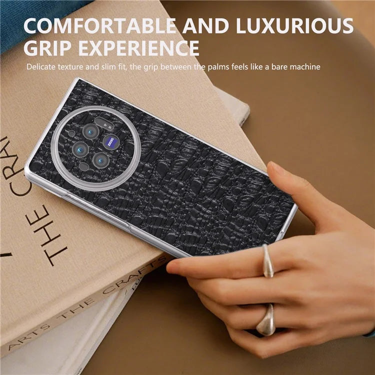 For vivo X Fold3 Case Texture Genuine Cow Leather+PC Phone Cover