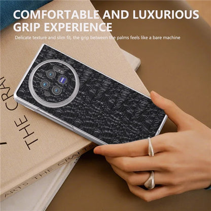 For vivo X Fold3 Case Texture Genuine Cow Leather+PC Phone Cover