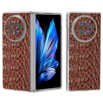 For vivo X Fold3 Case Texture Genuine Cow Leather+PC Phone Cover