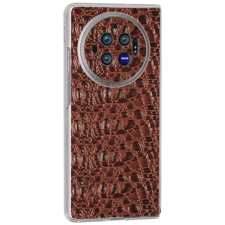 For vivo X Fold3 Case Texture Genuine Cow Leather+PC Phone Cover