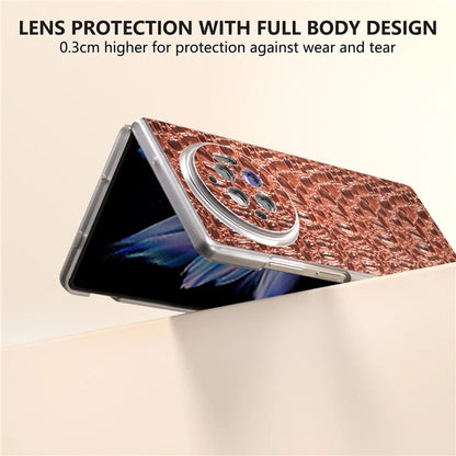 For vivo X Fold3 Case Texture Genuine Cow Leather+PC Phone Cover