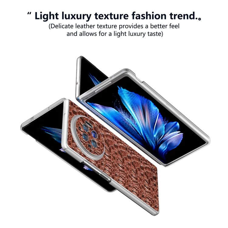 For vivo X Fold3 Case Texture Genuine Cow Leather+PC Phone Cover