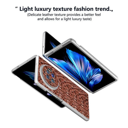 For vivo X Fold3 Case Texture Genuine Cow Leather+PC Phone Cover