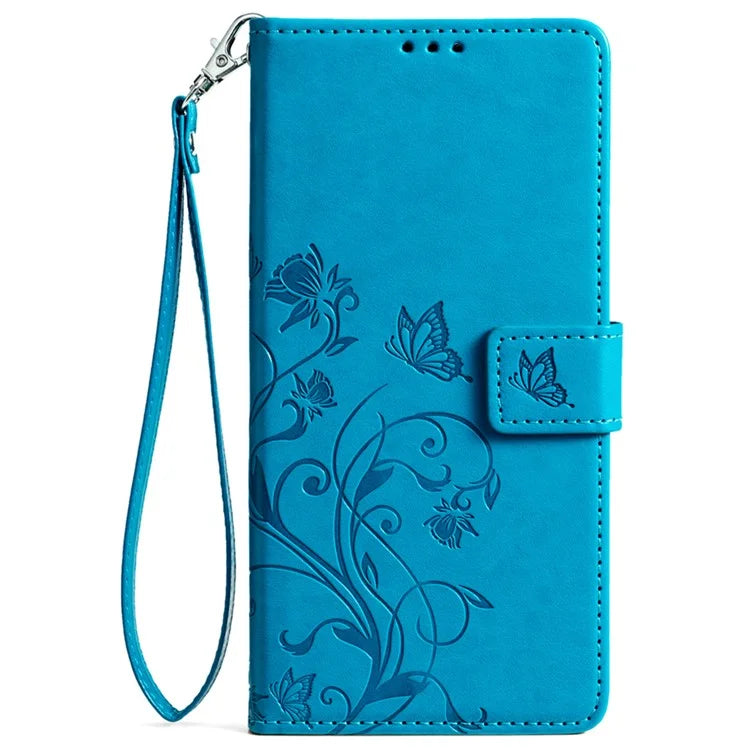 For iPhone 15 Pro Max Wallet Case Butterfly Flower Leather Phone Cover