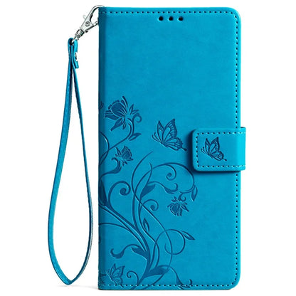 For iPhone 15 Pro Max Wallet Case Butterfly Flower Leather Phone Cover