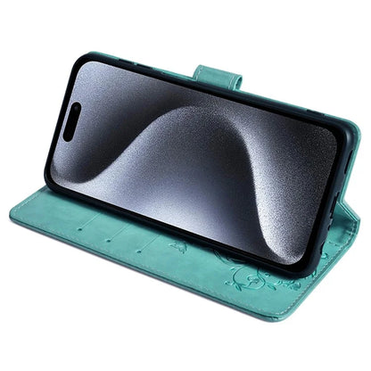 For iPhone 15 Pro Max Wallet Case Butterfly Flower Leather Phone Cover