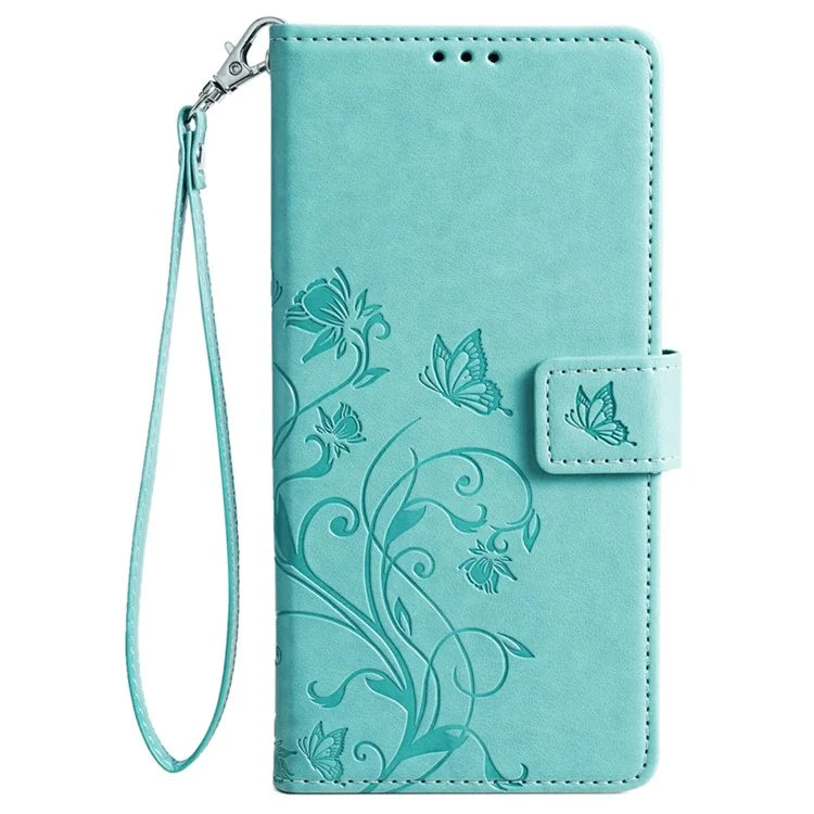 For iPhone 15 Pro Max Wallet Case Butterfly Flower Leather Phone Cover
