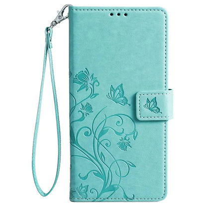 For iPhone 15 Pro Max Wallet Case Butterfly Flower Leather Phone Cover