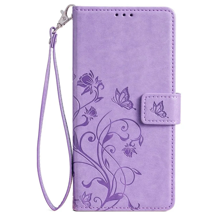 For iPhone 15 Pro Max Wallet Case Butterfly Flower Leather Phone Cover