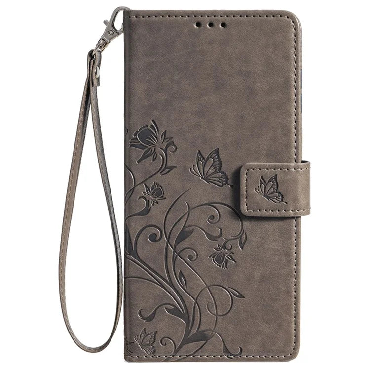 For iPhone 15 Pro Max Wallet Case Butterfly Flower Leather Phone Cover