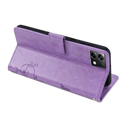 For Xiaomi Poco X6 5G Phone Cover with Wrist Strap PU Leather Stand Butterfly Flower Case