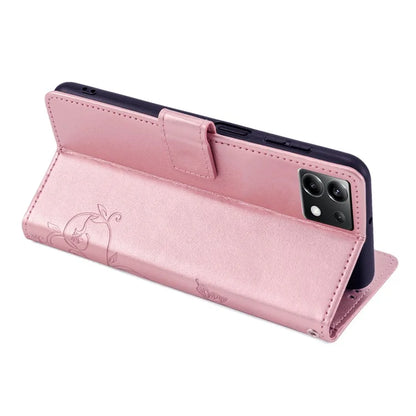 For Xiaomi Poco X6 5G Phone Cover with Wrist Strap PU Leather Stand Butterfly Flower Case