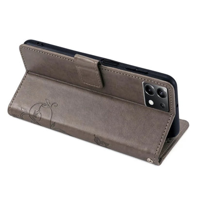 For Xiaomi Poco X6 5G Phone Cover with Wrist Strap PU Leather Stand Butterfly Flower Case