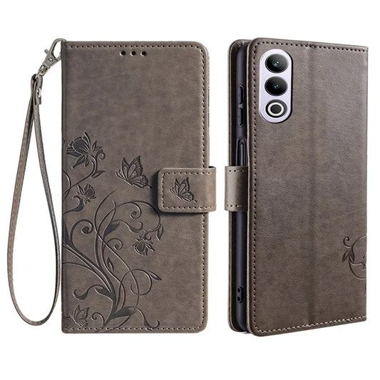 Wallet Case for OnePlus Ace 3V 5G Shell Butterfly Flower Leather Phone Cover with Hand Strap