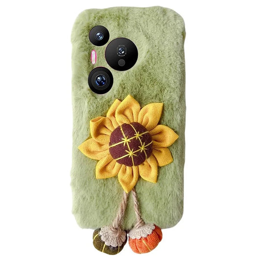 For Huawei Pura 70 Case Sunflower Fur Warm Plush TPU Phone Cover
