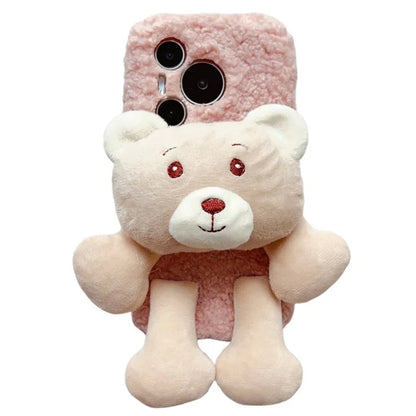 For Huawei Pura 70 Pro+ / 70 Pro Protective Case Plush Bear Soft Fluff TPU Phone Shell