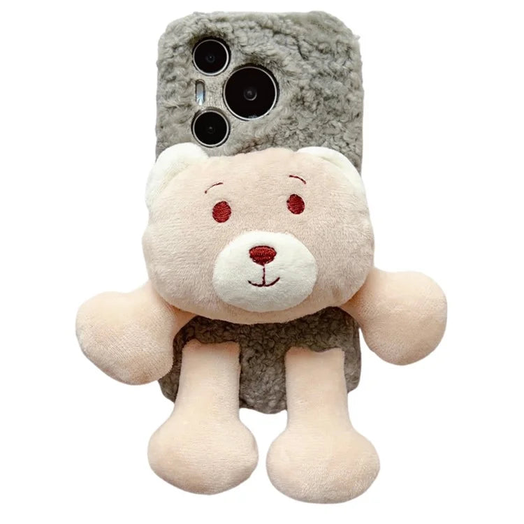For Huawei Pura 70 Pro+ / 70 Pro Protective Case Plush Bear Soft Fluff TPU Phone Shell