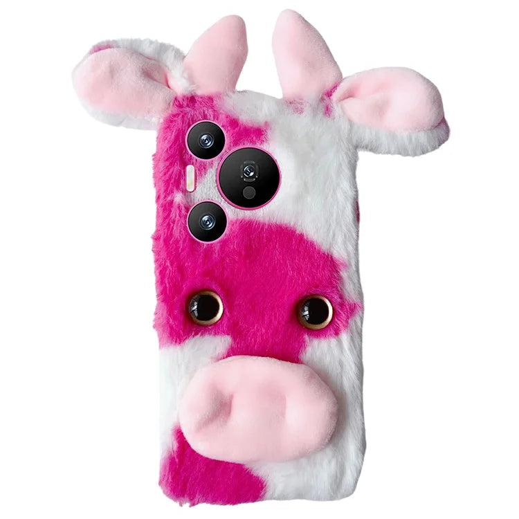 For Huawei Pura 70 Cell Phone Cases Fluffy Cows Ear TPU Flexible Back Shell