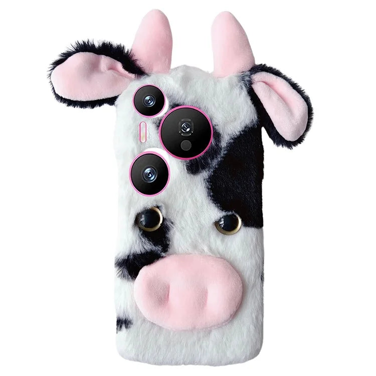 For Huawei Pura 70 Cell Phone Cases Fluffy Cows Ear TPU Flexible Back Shell
