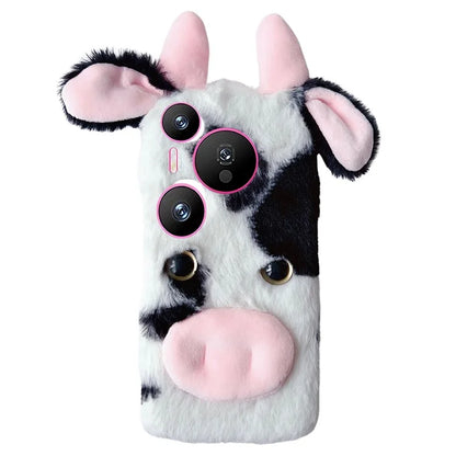 For Huawei Pura 70 Cell Phone Cases Fluffy Cows Ear TPU Flexible Back Shell