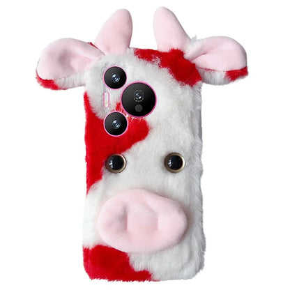 For Huawei Pura 70 Cell Phone Cases Fluffy Cows Ear TPU Flexible Back Shell