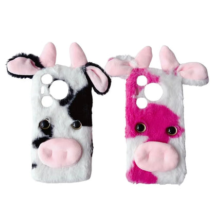 For Huawei Pura 70 Cell Phone Cases Fluffy Cows Ear TPU Flexible Back Shell