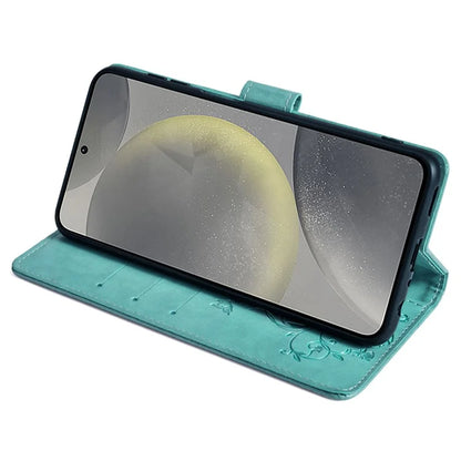 For Samsung Galaxy S23 FE Case Butterfly Flower Imprinted Leather Phone Cover with Wrist Strap
