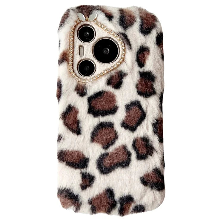 For Huawei Pura 70 Case Leopard Print Plush TPU Phone Cover