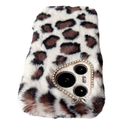 For Huawei Pura 70 Case Leopard Print Plush TPU Phone Cover