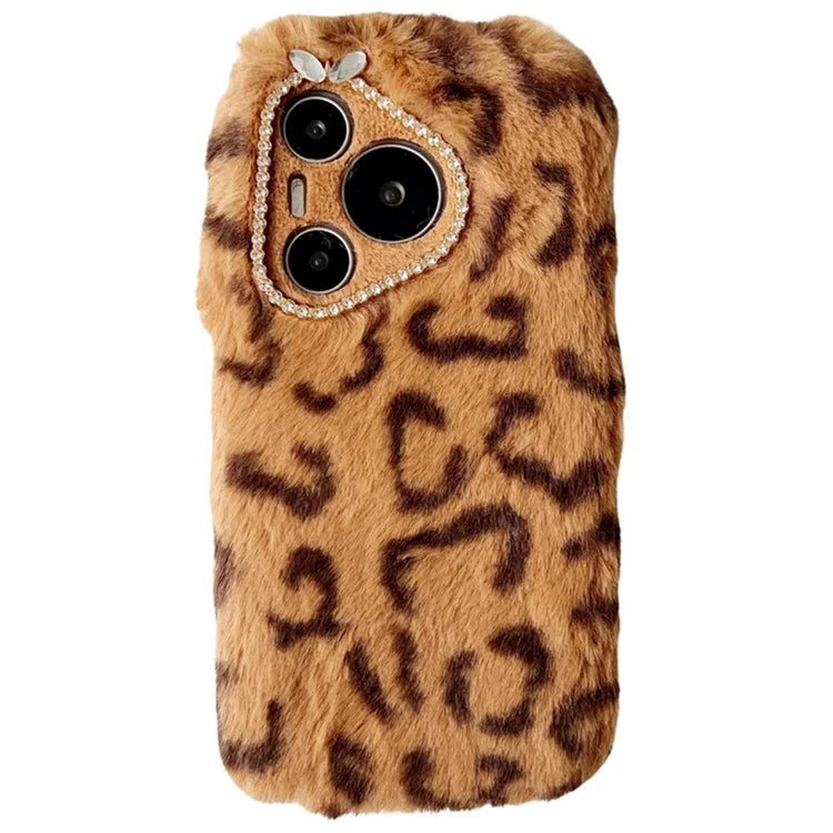 For Huawei Pura 70 Case Leopard Print Plush TPU Phone Cover