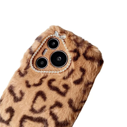 For Huawei Pura 70 Case Leopard Print Plush TPU Phone Cover