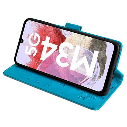 For Samsung Galaxy M34 5G / F34 5G Case PU Leather Card Slots Holder Pocket Butterfly Flower Phone Cover