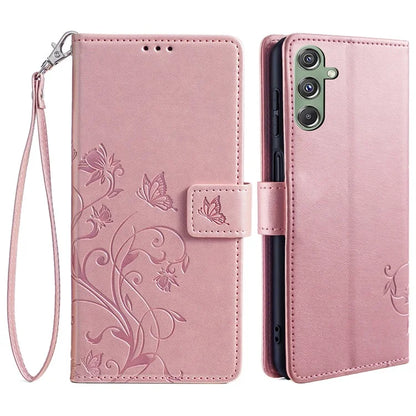 For Samsung Galaxy M34 5G / F34 5G Case PU Leather Card Slots Holder Pocket Butterfly Flower Phone Cover