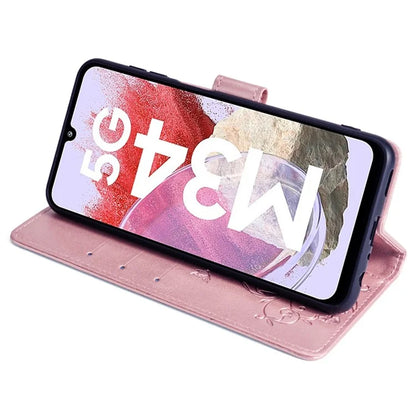 For Samsung Galaxy M34 5G / F34 5G Case PU Leather Card Slots Holder Pocket Butterfly Flower Phone Cover