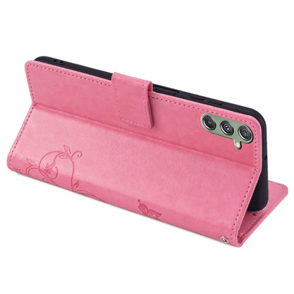For Samsung Galaxy M34 5G / F34 5G Case PU Leather Card Slots Holder Pocket Butterfly Flower Phone Cover