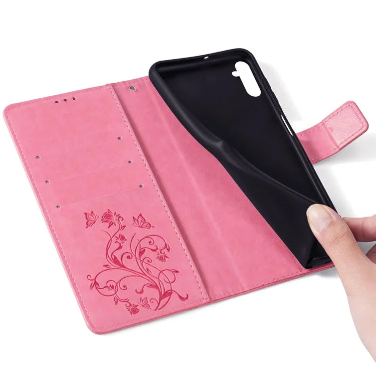 For Samsung Galaxy M34 5G / F34 5G Case PU Leather Card Slots Holder Pocket Butterfly Flower Phone Cover