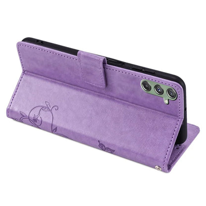 For Samsung Galaxy M34 5G / F34 5G Case PU Leather Card Slots Holder Pocket Butterfly Flower Phone Cover