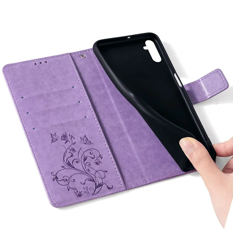 For Samsung Galaxy M34 5G / F34 5G Case PU Leather Card Slots Holder Pocket Butterfly Flower Phone Cover