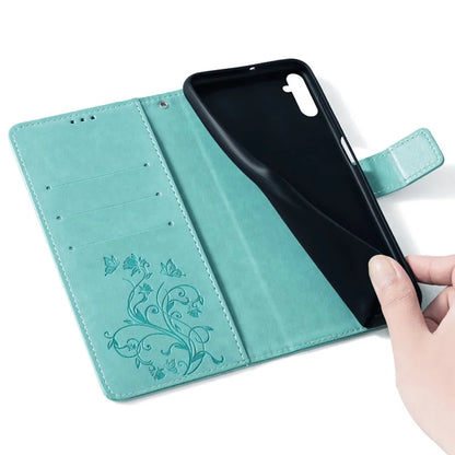 For Samsung Galaxy M34 5G / F34 5G Case PU Leather Card Slots Holder Pocket Butterfly Flower Phone Cover