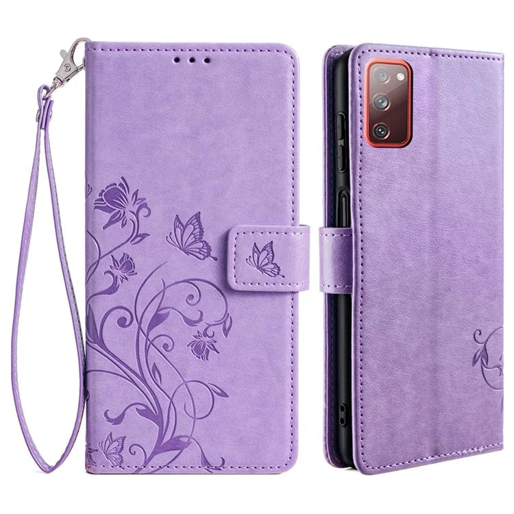 For Samsung Galaxy S20 FE / S20 FE 5G / S20 FE 2022 / S20 Lite Case Butterfly Flower PU Leather Phone Cover Online Shopping Wholesale