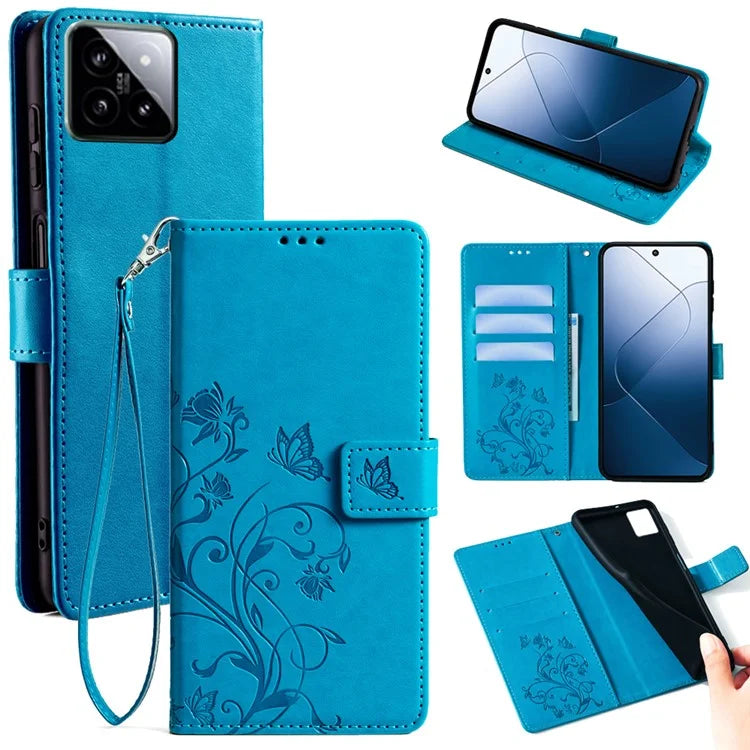 For Xiaomi 14 Wholesale Case Butterfly Flower Leather Wallet Phone Cover