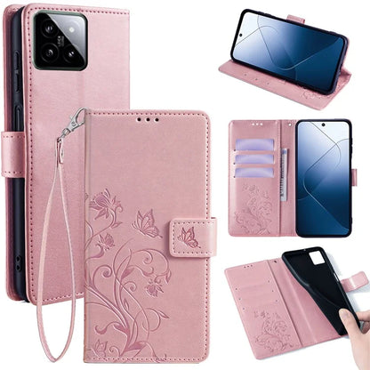 For Xiaomi 14 Wholesale Case Butterfly Flower Leather Wallet Phone Cover