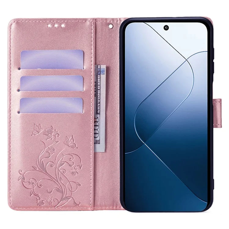 For Xiaomi 14 Wholesale Case Butterfly Flower Leather Wallet Phone Cover