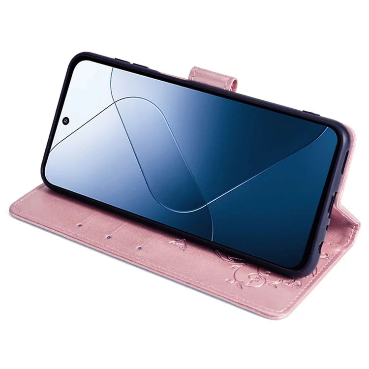 For Xiaomi 14 Wholesale Case Butterfly Flower Leather Wallet Phone Cover