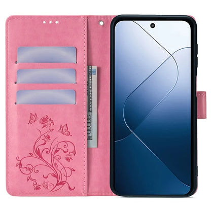 For Xiaomi 14 Wholesale Case Butterfly Flower Leather Wallet Phone Cover