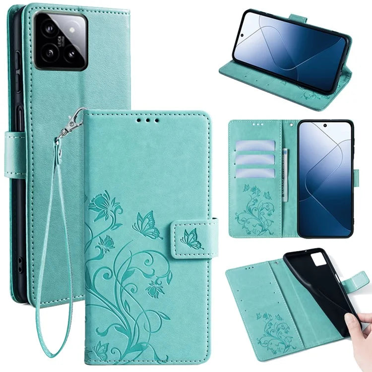 For Xiaomi 14 Wholesale Case Butterfly Flower Leather Wallet Phone Cover
