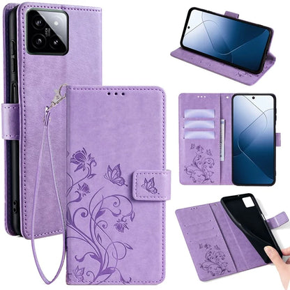 For Xiaomi 14 Wholesale Case Butterfly Flower Leather Wallet Phone Cover