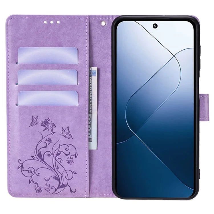For Xiaomi 14 Wholesale Case Butterfly Flower Leather Wallet Phone Cover